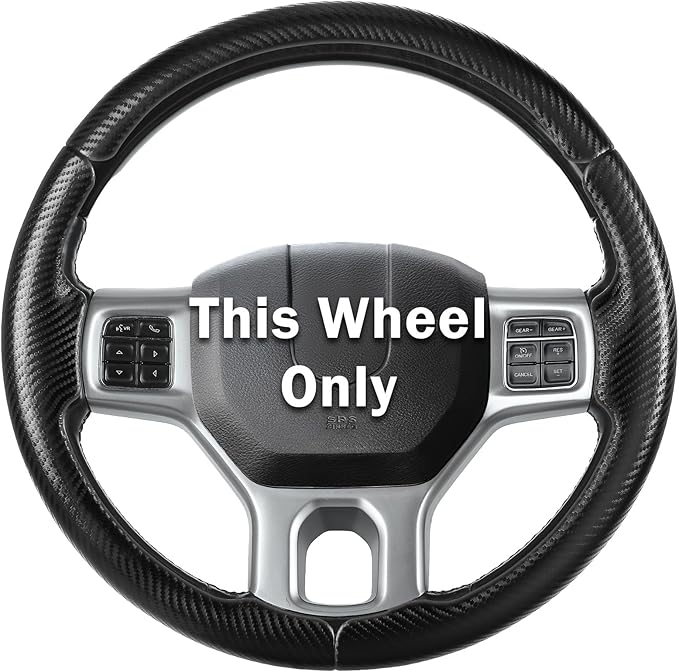 Steering Wheel Cover for Ram 1500, Car Steering Wheel Cover for Dodge Ram 1500 (2012-2018) 1500 Classic(2019-2023) 2500(2012-2018) 3500(2012-2018) 5500(2012-2018), Matte Black
