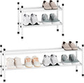 STORAGE MANIAC Expandable Shoe Rack, 8 Pairs Stackable Small Shoe Rack, Metal Adjustable Shoes Organizer for Closet, Entryway