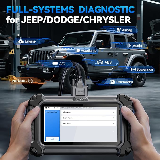 XTOOL IP500 for Jeep OBD2 Scanner, Full Systems Bi-Directional Scan Tool for Jeep/Dodge/Chrysler, with FCA AutoAuth, OBD2