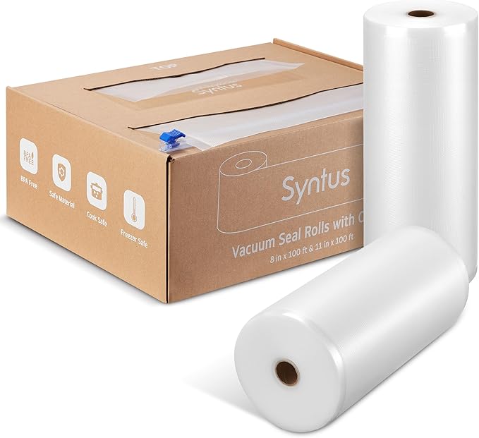 Syntus 11" x 100' and 8" x 100' Vacuum Sealer Bags for Food with Cutter, Vacuum Sealer Bags Roll Keeper BPA-free Heavy-duty C