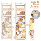 Stuffed Animal Storage, Wooden Cute Zoo Toy Holder with Brake Wheels, Space Save Toy Organizer, Large Capacity Stuffed Animal
