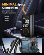 Tire Inflator Portable Air Compressor - 4X Faster Inflation Cordless Mini Air Pump with Digital Pressure Gauge with Digital Pressure Gauge/LED Light Portable Tire Inflator for Car/Moto/Bike/Ball etc.