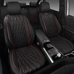CAR PASS Piping Luxury Leather Seat Covers Full Set,5 Seats Anti-Slip Waterproof Seat Covers Compatible with Front Armrests,U