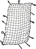 Funmit 22"x38" Cargo Net Stretches to 44"x76", Latex Bungee Cargo Net with 2"X2" Small Mesh and 12 Adjustable Plastic Hooks, for Car ATV Boat SUV Van Trailer Snowmobile (Black)