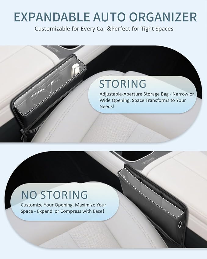 FLORICH Car Seat Gap Filler Organizer, 2-in-1 Seats Gap Filler Organizer and Storages Between Seat Car Gap Filler, Car Organizer Front Seat Universal Fit for Car SUV Truck Black 2 Pack