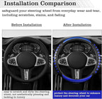 Car Leather Steering Wheel Cover - Carbon Fibre Material, Universal 14.5-15 Inch Leather Anti-Slip Breathable Auto Steering W