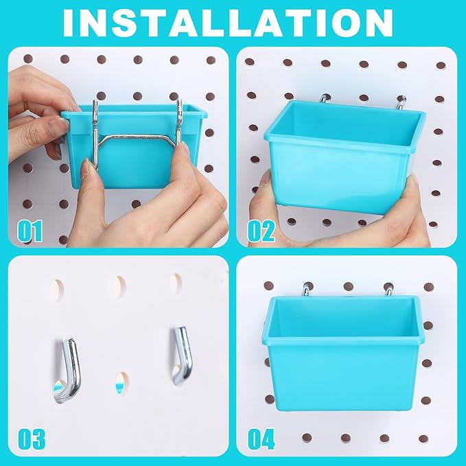 Yookeer 20 Pcs Pegboard Bins and Cups with Hooks and Loops Peg Assortment Organizer Accessories Various Tool Organizer Pegboa