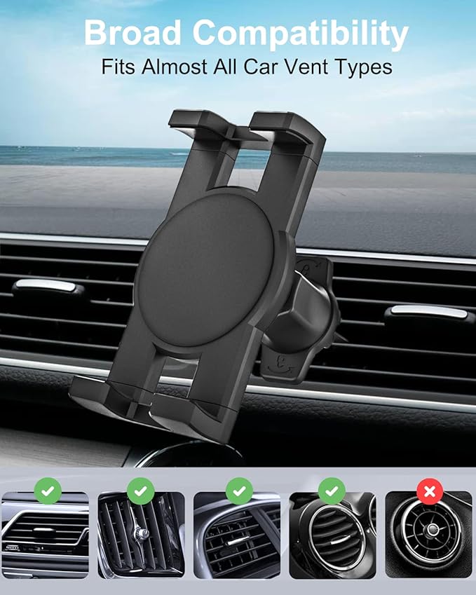 woleyi Car Vent Tablet Mount, Air Vent Clip Tablet Holder for Car with Adjustable Metal Hook Clamp, Compatible with iPad Pro/Air/Mini, Galaxy Tabs/Z Fold, iPhone, More 4.7-13" Cell Phones and Tablets