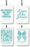 Cyan Christian Car Air Freshener 4 Pcs, Girly Pink Bow Floral Religious Hanging Air Freshener for Cars Closet Drawer Books, C