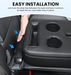 Back Seat Cup Holder for Car, PU Leather Couch Sofa Bed Boat Cup Holder Tray, Organizer for Trucks, Minivans, SUVs, RVs, Vehicles, Holds Drinks, Remote, Snacks, with Side Pockets