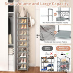 LANTEFUL Narrow Shoe Rack 10-Tier Tall Shoe Organizer Skinny Shoe Shelf Storage for 10-15 Pairs Shoe and Boot, Space Saving C