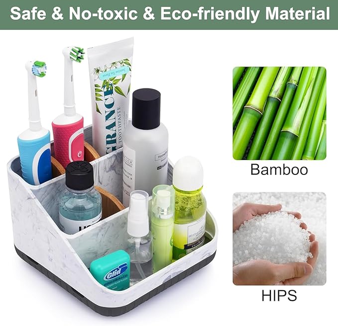 Chintu Toothbrush Holders for Bathroom Counter Organizer - 6 Slots Kids Tooth Brushing Holder Rustic Toothbrush and Toothpast