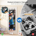 Mefirt Over The Door Organizer for Toy Guns, Toys Storage Door Hanger with Pockets and Slots for Kids Foam Blasters, Darts, G
