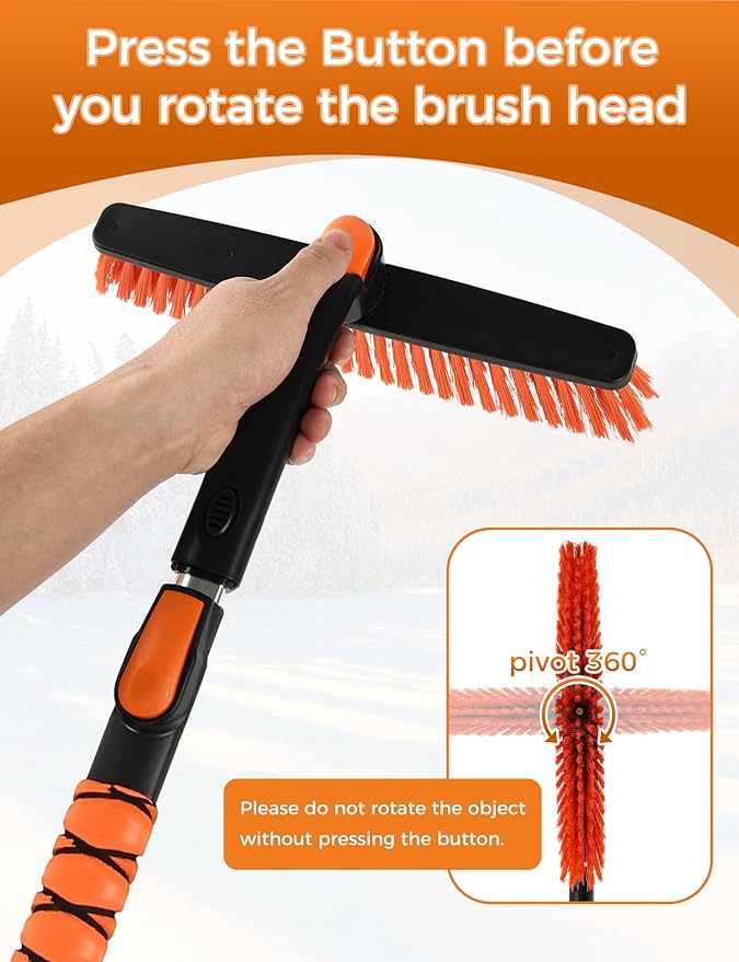 59" Ice Scrapers for Car Windshieldand Extendable Snow Brush with Foam Grip and 360° Pivoting Brush Head for Christmas Car Auto Truck SUV