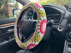 Crochet Sunflower Car Steering Wheel Covers Universal 14-15 inch for Women/Men (A,Steering Wheel Cover)