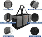 MHOMER Reusable Grocery Bags Extra Waterproof Large Utility Tote Bag with Carrying Handles Foldable Shopping Bags for Storage Space Saving Reinforced Bottom Durable Oxford Fabric Grey