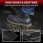 LASFIT Floor Mats Fit for Ford Ranger 2020-2023 SuperCrew Cab, All Weather TPE Truck Liners, Front and Rear Row Set, Black