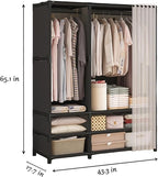 Portable Closet,Portable Closets for Hanging Clothes,Japanese Style Wardrobe with 2 Hanging Rods,6 Storage Shelves,43.3" L x 