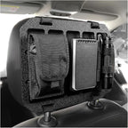 Car Visor Organizer MOLLE Panel, Auto Modular Storage Shelf MOLLE Panel with Mounting Straps, Rigid Tactical Gear Storage Rack EDC Pouch Tool for Most Vehicle Sun Visors (Headrest Panel)
