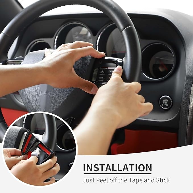 Linskip Steering Wheel Trim Compatible with Dodge Journey 2013-2022 & Charger/Challenger/Durango/Dart 2009-2014, Journey Steering Wheel Cover, Journey Interior Accessories 3Pcs(Black)