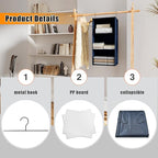 Hanging Closet Organizer - 3-Shelf, Easy Mount Foldable Wardrobe Storage Shelves for Clothes, Handbags, Shoes & Accessories -