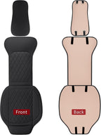 Sanwom Universal Front Leather Car Seat Covers Black 2 Pcs Luxury Seat Covers, Anti-Slip Waterproof Auto Driver Cushions Fit 