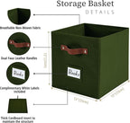 DECOMOMO Storage Cubes, 13x13x13 Storage Cube Bins with Labels, Fabric Organizer Bins (13" / 6pcs, Olive Green)