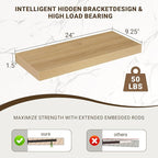 24 Inch Floating Shelves, 3D Textured Wood Grain, 24"x9.25"x1.5" Inch Deep Floating Shelves for Wall, Wooden Shelves for Bath