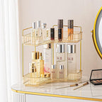 shuang qing 2-Tier Corner Bathroom Counter Organizer – Classic Storage Shelf for Makeup, Perfume & Toiletries, Space-Saving C