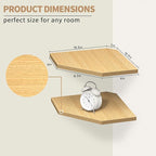 Corner Shelf Wall Mount, Floating Corner Shelves, Set of 2 Corner Wall Shelf Organizer, Rustic Wood Wall Storage Display Shel