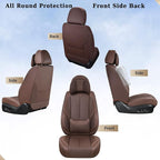 Coverado Front and Back Seat Covers, 5 Pieces Waterproof Nappa Leather Auto Seat Protectors Full Set with Head Pillow, Univer