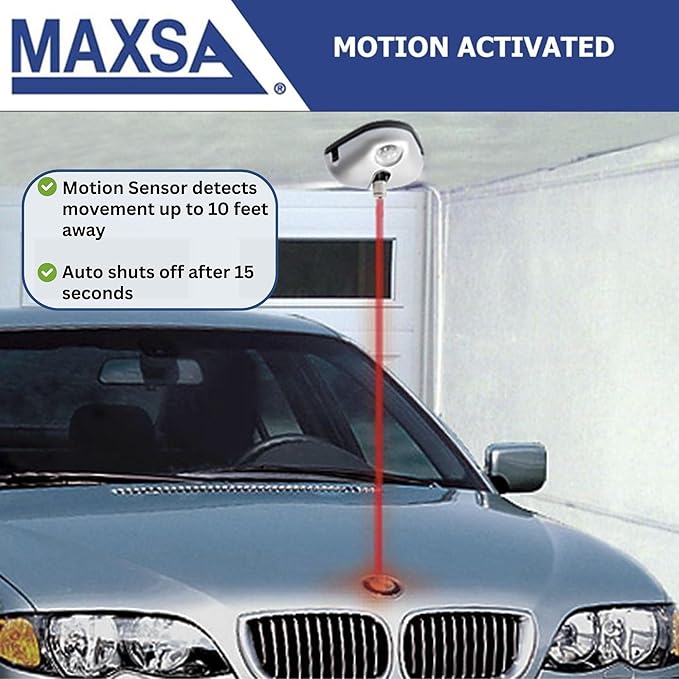 Maxsa 37310 Park Right Single Laser Parking Guide for Garage with Adjustable 360-Degree Laser, Motion Activated, AC Adapter a