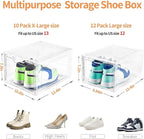 10 Pack Large Shoe Boxes Clear Plastic Stackable,Shoe Storage Organizer with Lids,Shoe Rack for Closet,Shoe Organizer and Sho
