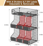 X-cosrack Egg Holder Countertop, 3 Tier Egg Rack with Labels Dividers to Separate Eggs, Stackable Wire Baskets for Fresh Egg,