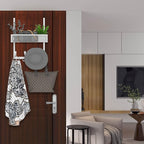 Kaiferty Over The Door Hooks Organizer,Over Door Hanger Towel Rack Mesh Basket with 12 Hooks,Back of Door Storage Organizer f