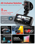 IIWEY 4K+4K Dash Cam Front and Rear, Dual STARVIS Sensor, 5G WiFi-6 (up to 20MB/s) with App, 128G SD Card Included, GPS, Dash