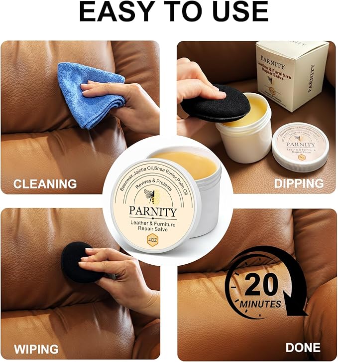 All-Natural Leather & Furniture Repair Salve,Moisturizer for Couches and Furniture,Conditioner for Leather Cleaner, Wood,Repa