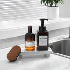 zoocatia Small Wood Tray Pedestal Stand Farmhouse Bathroom Decor Decorative Wooden Riser Kitchen Soap Dish Holder for Vanity,