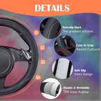 CAR PASS Colour Piping Leather Universal Fit Steering Wheel Cover,Perfectly fit for 14.5-15 inches for Various Vehicles Suvs,