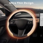 Frani Nappa Leather Steering Wheel Cover,Universal Fit 15 Inch-Premium Non-Slip Breathable Comfort Grip for Cars Trucks SUVs,Anti-Slip Durable Interior Upgrade Light Beige