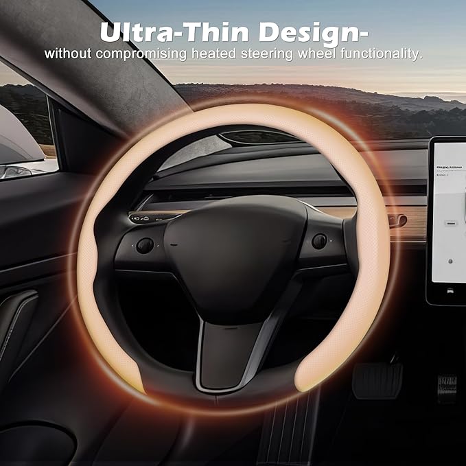 Frani Nappa Leather Steering Wheel Cover,Universal Fit 15 Inch-Premium Non-Slip Breathable Comfort Grip for Cars Trucks SUVs,Anti-Slip Durable Interior Upgrade Light Beige