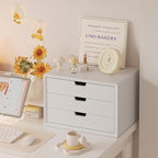 Desk Organizer with 3 Drawers, ALEX Drawer Unit, Chic White Wood Cosmetic Makeup Organizer for Office Vanity Tabletop Storage
