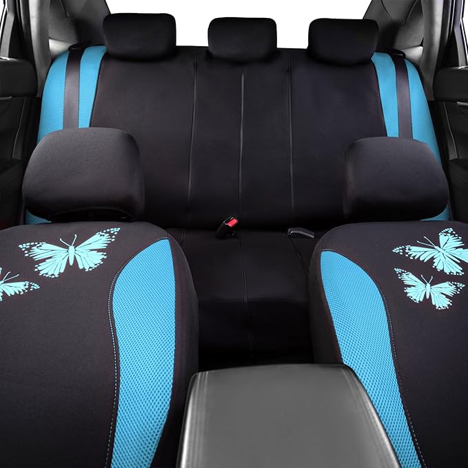 Flying Banner Butterfly car seat Covers ful Set Fashion Universal Lady Woman Female Rear Bench Split Colorized (Full Set, Min