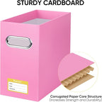 BALEINE File Organizer Box, Cardboard File Folder Organizer with Handle for Letter Size, Portable Collapsible Hanging Filing 