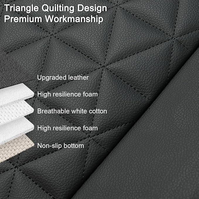 Black Panther Luxury Faux Leather Car Seat Cover Front Bottom Seat Cushion Cover, Anti-Slip and Wrap Around The Bottom, Fits 
