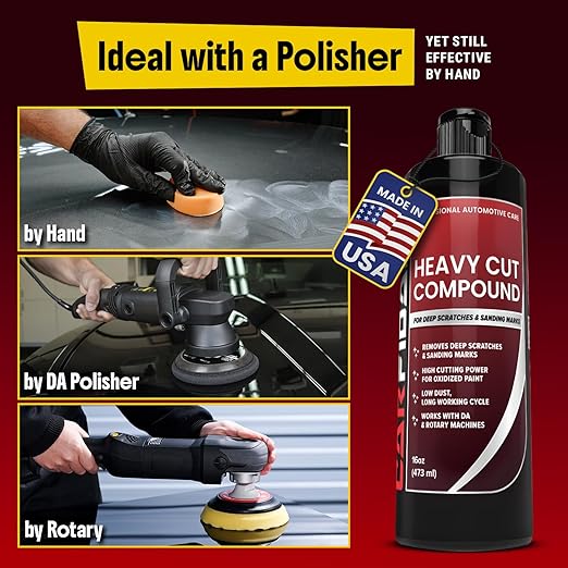 Carfidant Heavy Cut Compound – Professional Car Scratch Remover for Deep Scratches, Sanding Marks & Oxidation – Cutting Polish for DA & Rotary Machines – Auto Paint Correction – 16 oz