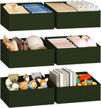 DIMJ Large Closet Shelf Organizer Bins 6 Packs with Handles and Divider, Fabric Trapezoid Storage Baskets, Foldable Clothes C