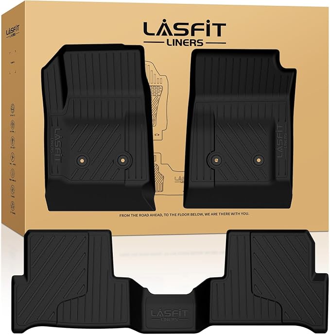 LASFIT Floor Mats for Chevrolet Chevy Colorado/GMC Canyon 2015-2022 Extended Cab Only (Not Fit Crew Cab), All Weather TPE Custom Fit Floor Mats for Cars, 1st and 2nd Row Car Floor Mats Full Set