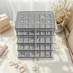 Acrylic Earring Holder Organizer with 5 Drawers Clear Earring Organizer Box with 90 Adjustable Grids Velvet Earring Display C