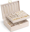 VLANDO 2 Layer Jewelry Box Large Jewelry Organizer for Women Removable Jewelery Tray for Necklace Earrings Rings Bracelets Mo